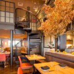 Urban Restaurant with Modern Steel Staircase